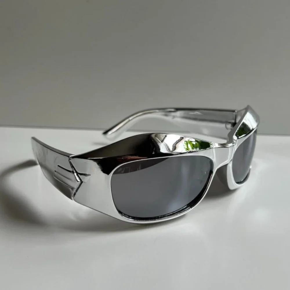 Vintage Y2K 2000s unique retro-futuristic goth chrome opium sunglasses